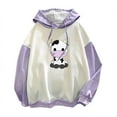 thumbnail image 1 of IROINNID Women's Long Sleeve Sweatshirt Round Neck Mid-Length Print Leisure Short Tops Pullover Sweatshirts, Purple, 1 of 4