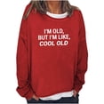 thumbnail image 1 of IROINNID Women's Long Sleeve Sweatshirt Round Neck Mid-Length Print Loose Oversized Funny Text Letter n Single Sweatshirt Tops Pullover, Red, 1 of 5
