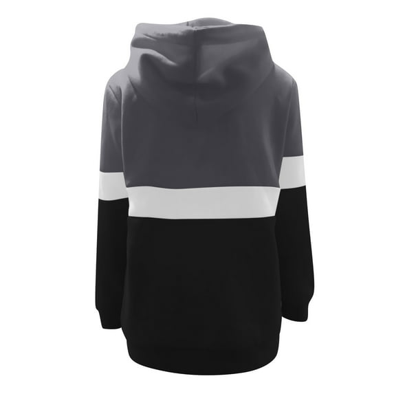 IROINNID Women's Long Sleeve Sweatshirt Turtleneck Mid-Length Color Block Casual Patchwork Drawstring Tops Sweatshirt, Black