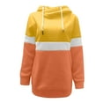 thumbnail image 1 of IROINNID Women's Long Sleeve Sweatshirt Turtleneck Mid-Length Color Block Stylish Patchwork Drawstring Tops Sweatshirt, Orange, 1 of 6