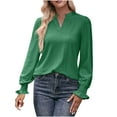 thumbnail image 1 of IROINNID Women's Long Sleeve V-Neck Shirts Casual Solid V-Neck Long Sleeve Loose T-shirt Top,Olive Green, 1 of 6