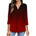 thumbnail image 1 of IROINNID Women's Long Sleeve V-Neck Shirts Cool Shirts for Women Leisure V-Neck Three Quarter 3/4 Sleeve T Shirt Autumn Printing Blouse Tops Sweatshirt,Red, 1 of 6