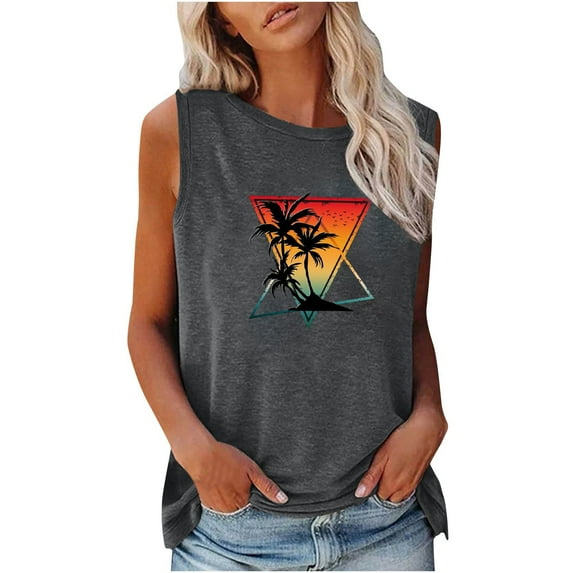 IROINNID Women's Loose Sleeveless Tank Tops Casual Round-Neck Pullover Printing Fashion Vest Under 10$