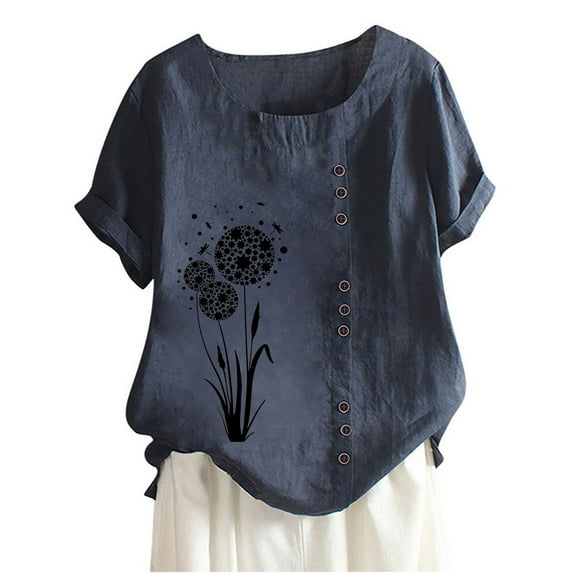 IROINNID Women's Loose T-Shirt Summer Casual Round Neck Short Sleeve Printing Shirt Tops Spring Saving