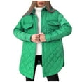 thumbnail image 1 of IROINNID Women's Mid-Length Anorak Jacket Coat Solid Color Long Sleeve Warm Hoodless Jacket Slim Winter Outwear Coats, Green, 1 of 6