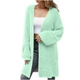 thumbnail image 1 of IROINNID Women's Mid-Length Cardigan Coat V-Neck Solid Color Long Sleeve Casual Long Cardigan Coat Sweater Outerwear, Green, 1 of 7