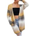 thumbnail image 1 of IROINNID Women's Mid-Length Cardigan Jacket Gradient Long Sleeve Casual Long Cardigan Coat Sweater Outerwear, Khaki, 1 of 9