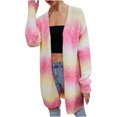 thumbnail image 1 of IROINNID Women's Mid-Length Cardigan Jacket Gradient Long Sleeve Casual Long Cardigan Coat Sweater Outerwear, Watermelon Red, 1 of 9