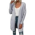 thumbnail image 1 of IROINNID Women's Mid-Length Cardigan Jacket Solid Color Long Sleeve Casual Pockets Casual Coat Cardigan, Gray, 1 of 5