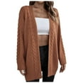 thumbnail image 1 of IROINNID Women's Mid-Length Cardigan Jacket V-Neck Solid Color Long Sleeve Casual Autumn Long Sweater jjj, Brown, 1 of 7