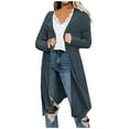thumbnail image 1 of IROINNID Women's Mid-Length Cardigan Open Front Coat Solid Color Long Sleeve Loose Casual Pockets Casual Coat Cardigan , Blue, 1 of 6