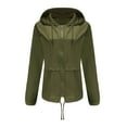thumbnail image 1 of IROINNID Women's Mid-Length Hoodie Overcoat Coat Solid Color Long Sleeve Warm Rain Jacket Outdoor Jackets Waterproof Raincoat Windproof, Army Green, 1 of 6