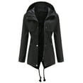 thumbnail image 1 of IROINNID Women's Mid-Length Hoodie Overcoat Jacket Solid Color Long Sleeve Warm Rain Jacket Outdoor Jackets Waterproof Raincoat Windproof, Black, 1 of 9