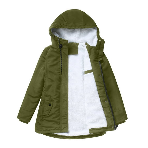 IROINNID Women's Mid-Length Hoodie Parka Coat Solid Color Long Sleeve Warm Long Coat Jacket Slim Winter Leisure Outwear Coats, Army Green