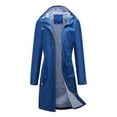 thumbnail image 1 of IROINNID Women's Mid-Long Hoodie Overcoat Coat Solid Color Long Sleeve Warm Rain Jacket Outdoor Jackets Waterproof Raincoat Windproof, Blue, 1 of 5