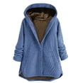 thumbnail image 1 of IROINNID Women's Mid-Long Hoodie Shearing Jacket Solid Color Long Sleeve Long Tunic Coats Winter Cotton Jackets Knitted Casual Sweatshirt Zip Up Oversized, Blue, 1 of 3