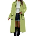 thumbnail image 1 of IROINNID Women's Mid-Long Trench coat Coat Solid Color Long Sleeve Loose Warm Coat Cardigan Winter Outerwear, Green, 1 of 8