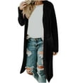 thumbnail image 1 of IROINNID Women's Open Front Coat Long Sleeve Solid Color Notch Lapel Outwear, Casual Pocket Mid-Length Cardigan Blouse Buckle Coat, 1 of 4