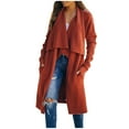 thumbnail image 1 of IROINNID Women's Open Front Coat Solid Color Long Sleeve Leisure Casual Cardigan Sweater Coat With Pockets, Orange, 1 of 5