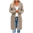thumbnail image 1 of IROINNID Women's Open Front Jacket Long Sleeve Solid Color Cardigan Outwear, Leisure Cable Knit Long Cardigan Open Front Button Sweater Outerwear, 1 of 6