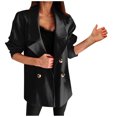 thumbnail image 1 of IROINNID Women's Open Front Jacket Notch Lapel Solid Color Long Sleeve Leisure Casual Buttons Loose Hoodless Outerwear Tops, Black, 1 of 6