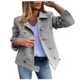 thumbnail image 1 of IROINNID Women's Open Front Jacket Turndown Lapel Solid Color Long Sleeve Loose Slimming Double Breasted Loose Cardigan Short Tops Coats, Gray, 1 of 8