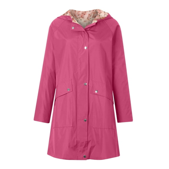 IROINNID Women's Overcoat Long Sleeve Gradient Hoodie Outwear, Loose Trench Coat Mid-Length Belt Less Coat with Pocket Coat