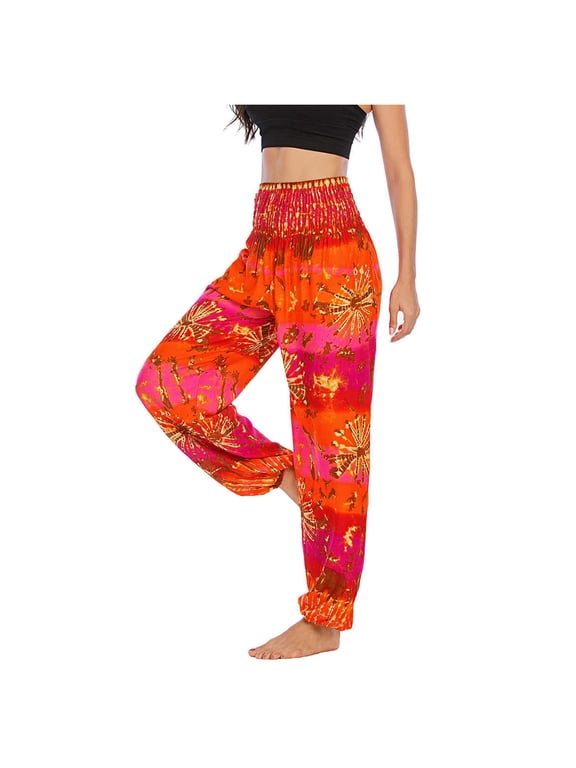 Women's Pants Relaxed Print Men Thai Harem Trousers Boho Festival Smock High Waist Yoga Pants Legging