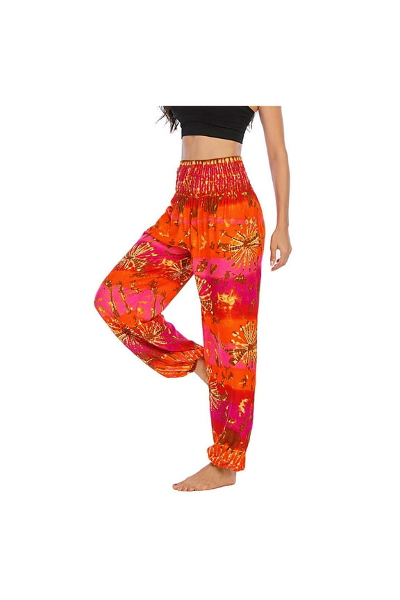 Women's Pants Relaxed Print Men Thai Harem Trousers Boho Festival Smock High Waist Yoga Pants Legging