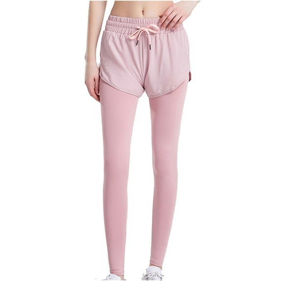 IROINNID Women's Pants Skinny Solid Color Large Size Fake Two Pieces Of Fitness Culottes Female Sports Pants Dry Tight Height Waist Yoga Clothes Legging