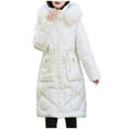 thumbnail image 1 of IROINNID Women's Parka Coat Long Sleeve Solid Color Hoodie Outwear, Casual Glossy Long Cotton-Padded Coat, 1 of 5
