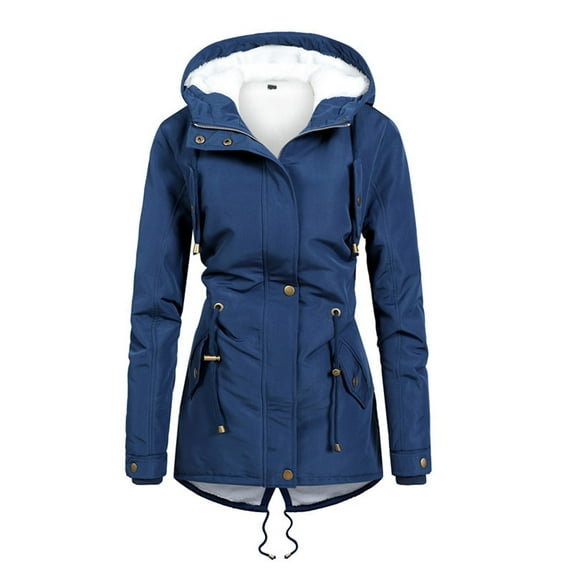 IROINNID Women's Parka Coat Long Sleeve Solid Color Hoodie Outwear, Leisure Winter Thickened Plush Cotton Coat Cotton Coat Warm Plush Coat