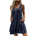 thumbnail image 1 of IROINNID Women's Peplum Dress Summer Sleeveless Casual Splicing Tank Dress Solid Color Comfort Waist Dress, 1 of 3