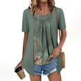 thumbnail image 1 of IROINNID Women's Printed Fake Two Piece Blouse Short Sleeve Round Neck Tops,Summer Fashion Casual Tops,Trendy Design(Mint Green#3,), 1 of 6