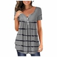 thumbnail image 1 of IROINNID Women's Printed Round Neck Pleated Short Sleeve Loose Tunic Tops, 1 of 4