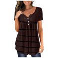 thumbnail image 1 of IROINNID Women's Printed Round Neck Pleated Short Sleeve Loose Tunic Tops, 1 of 4