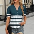 thumbnail image 1 of IROINNID Women's Printed V-Neck Short Sleeve Blouse Casual Summer Tops Vacation Clothes Loose Fits Boho Style Trendy (Navy#1,), 1 of 5