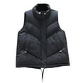 thumbnail image 1 of IROINNID Women's Puffer Vest Solid Color Sleeveless Warm Pocket Vest Coat Short Jacket Winter Turn Down Zipper Outerwear, Black, 1 of 6