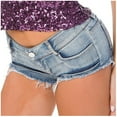 thumbnail image 1 of IROINNID Women's Low Waist Stretchy Frayed Hem Denim Shorts Super Mini, 1 of 9