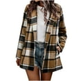 thumbnail image 1 of IROINNID Women's Shacket Jacket Long Sleeve Plaid Notch Lapel Outwear, Loose Plaid Lapel Cardigan Jacket with Pocket, 1 of 6