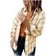 thumbnail image 1 of IROINNID Women's Shacket Jacket Long Sleeve Plaid Turndown Lapel Outwear, Comfy Ladies Woolen Plaid Single-Breasted Autumn and Winter Brushed Woolen Thick Jacket, 1 of 7