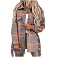 thumbnail image 1 of IROINNID Women's Shacket Jacket Long Sleeve Plaid Turndown Lapel Outwear, Loose Autumn and Winter Plaid Lapel Woolen Cloth Jacket Trench Jacket Long Over Outwear, 1 of 8