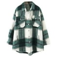 thumbnail image 1 of IROINNID Women's Shacket Jacket Turndown Lapel Plaid Long Sleeve Casual Brushed Top Pocket Single Breasted Check Woolen Jacket, Green, 1 of 5