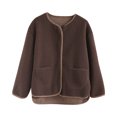 thumbnail image 1 of IROINNID Women's Shearling Jacket Long Sleeve Solid Color Round Neckline Outwear, Leisure Lamb Plush Jacket Female Autumn and Winter with Velvet Thick Warm Jacket Cardigan Female, 1 of 6
