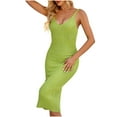 thumbnail image 1 of IROINNID Women's Sheath Dress Casuals Comfy Sleeveless V-Neck Knit Out Slim Mini Dress Solid Color Elastic Waist Dress, 1 of 4