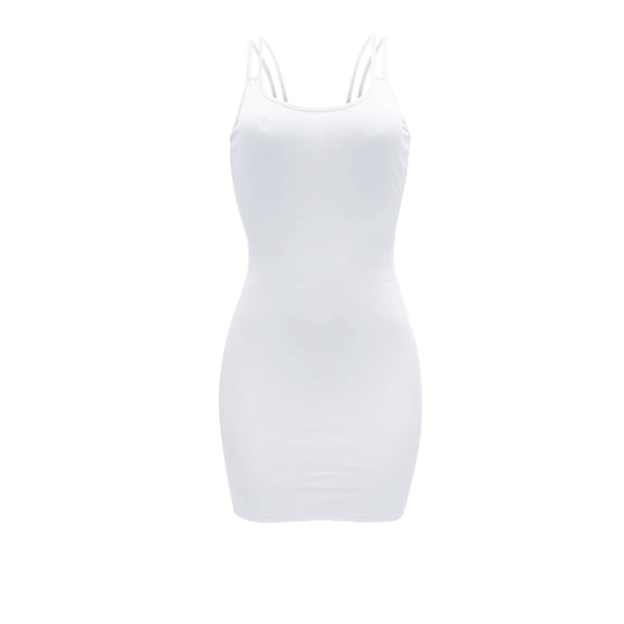 IROINNID Women's Sheath Dress Sleeveless Tank Dresses Summer Tight Stretch Dress Solid Color Elastic Waist Dress