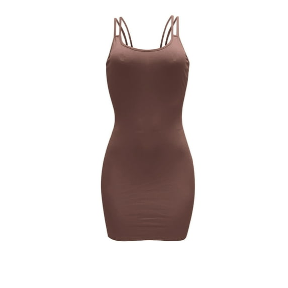 IROINNID Women's Sheath Dress Sleeveless Tank Dresses Summer Tight Stretch Dress Solid Color Elastic Waist Dress