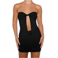 thumbnail image 1 of IROINNID Women's Sheath Dress Summer Chest Wrap Sexy Hollow Out Backless Slim Fit Buttock Dress Solid Color Elastic Waist Dress, 1 of 6