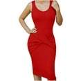 thumbnail image 1 of IROINNID Women's Sheath Dress Summer Sleeveless Slim Fit Personality Wrap Solid Color Elastic Waist Dress, 1 of 3