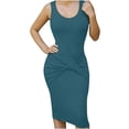 thumbnail image 1 of IROINNID Women's Sheath Dress Summer Sleeveless Slim Fit Personality Wrap Solid Color Elastic Waist Dress, 1 of 3